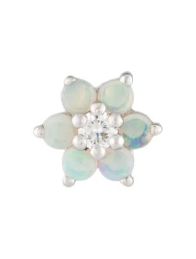 Pre-owned Maria Tash Opal Flower With Diamond Center Stud Earring In Multicolor