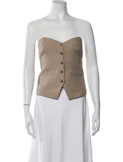 Pre-owned Mariacher. Linen Strapless Top In Neutrals