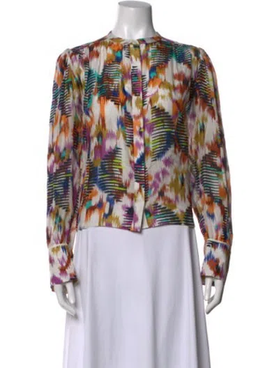 Pre-owned Mariacher. Printed Long Sleeve Blouse In Multicolor