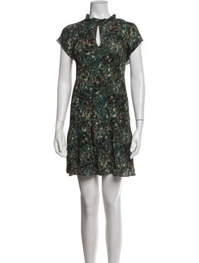 Pre-owned Marie Oliver Floral Print Mini Dress In Green