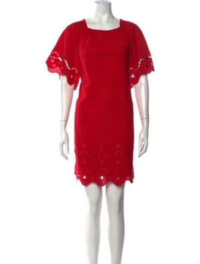 Pre-owned Marie Oliver Square Neckline Mini Dress In Red