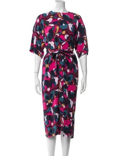 Pre-owned Marimekko Floral Print Midi Length Dress In Pink