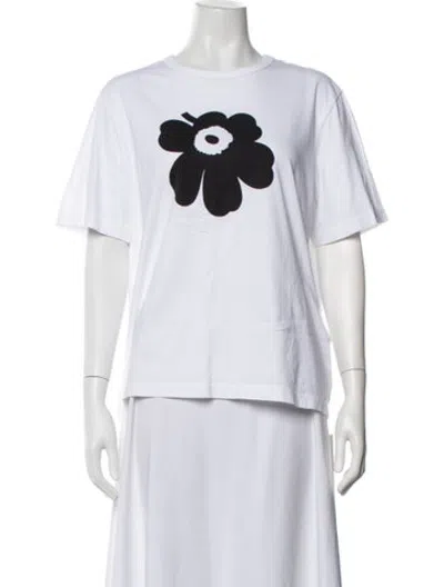 Pre-owned Marimekko Graphic Print Crew Neck T-shirt In White