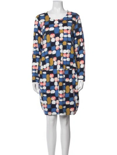 Pre-owned Marimekko Patterned Knee-length Dress In Blue
