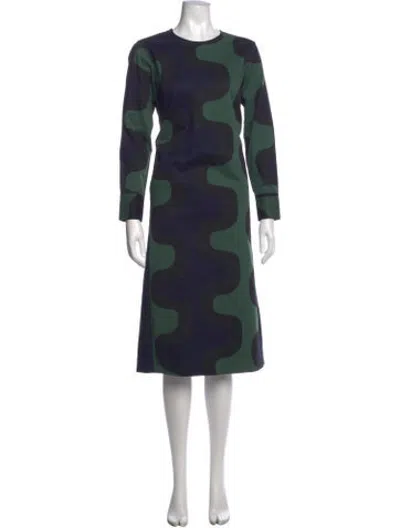 Pre-owned Marimekko Patterned Midi Length Dress In Blue