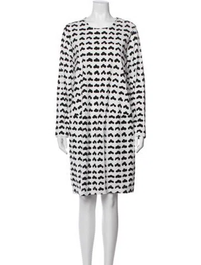 Pre-owned Marimekko Patterned Midi Length Dress In White
