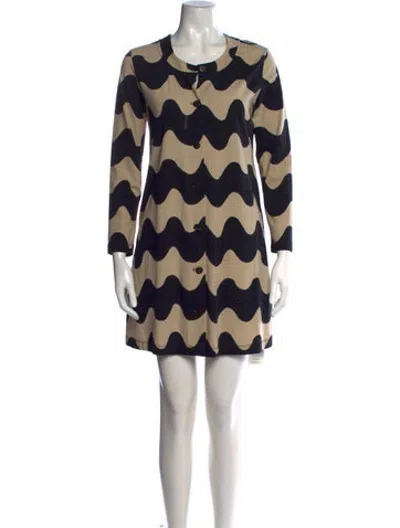 Pre-owned Marimekko Patterned Mini Dress In Black