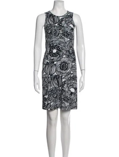 Pre-owned Marimekko Printed Mini Dress In Black