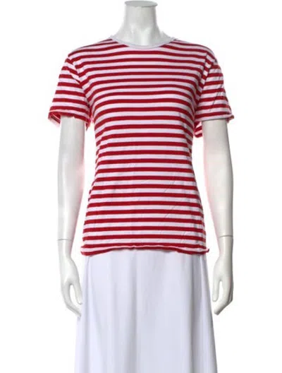 Pre-owned Marimekko Striped Crew Neck T-shirt In Red