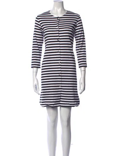 Pre-owned Marimekko Striped Mini Dress In Black/white