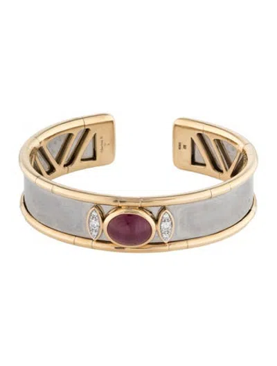 Pre-owned Marina B 18k Ruby Simona Cuff Bracelet, 6" In Multicolor