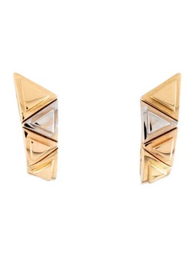 Pre-owned Marina B 18k Tri Color Triangolini Earrings In Multicolor