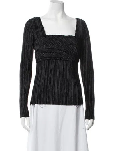 Pre-owned Marina Moscone Square Neckline Long Sleeve Top In Black