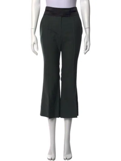 Pre-owned Marina Moscone Virgin Wool Flared Pants In Green