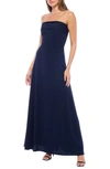 Marina Scuba Strapless Evening Gown In Navy