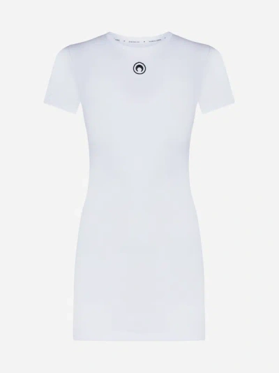 Marine Serre Logo Cotton Mini Dress In White