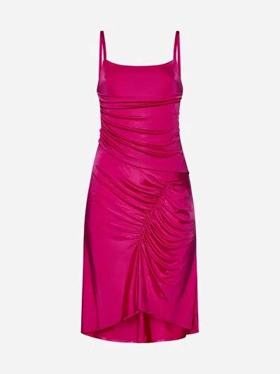 Marine Serre Regenerated Jersey Dress In Fuchsia