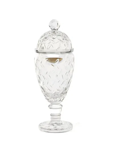 Mario Cioni & C Diamond-cut Lidded Candle Holder In Transparent