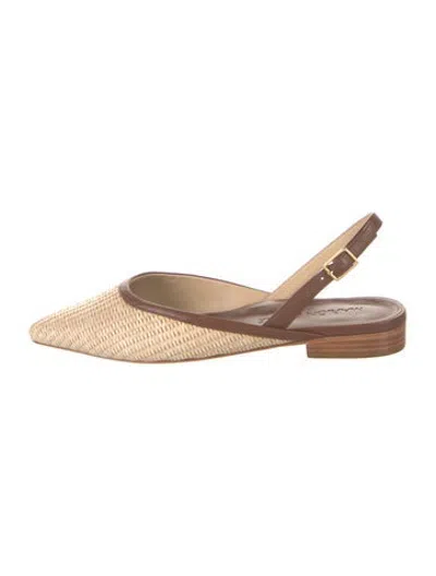 Pre-owned Marion Parke Raffia Patterned Flats In Brown/neutrals