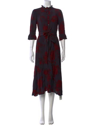 Pre-owned Marissa Webb Floral Print Midi Length Dress In Grey