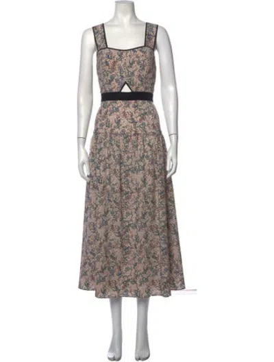 Pre-owned Marissa Webb Floral Print Midi Length Dress In Neutrals