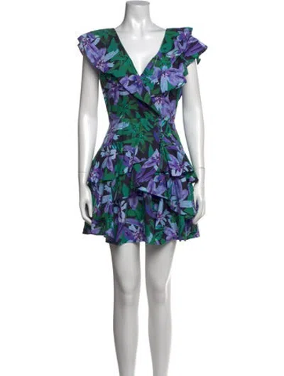 Pre-owned Marissa Webb Floral Print Mini Dress In Purple