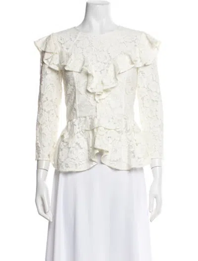 Pre-owned Marissa Webb Lace Pattern Crew Neck Top In White