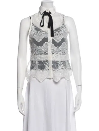 Pre-owned Marissa Webb Lace Pattern Sleeveless Blouse In White