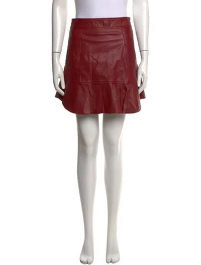 Pre-owned Marissa Webb Lamb Leather Mini Skirt In Burgundy