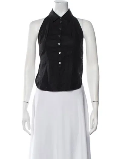 Pre-owned Marissa Webb Linen Sleeveless Button-up Top In Black