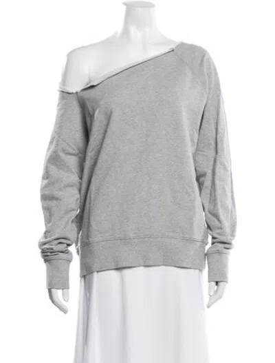 Pre-owned Marissa Webb Off-the-shoulder Long Sleeve Sweatshirt In Grey
