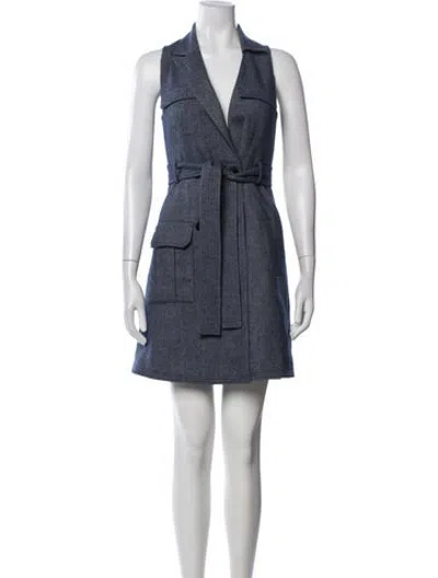 Pre-owned Marissa Webb V-neck Mini Dress In Blue