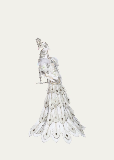 Mark Roberts Decorative White Peacock In Gray
