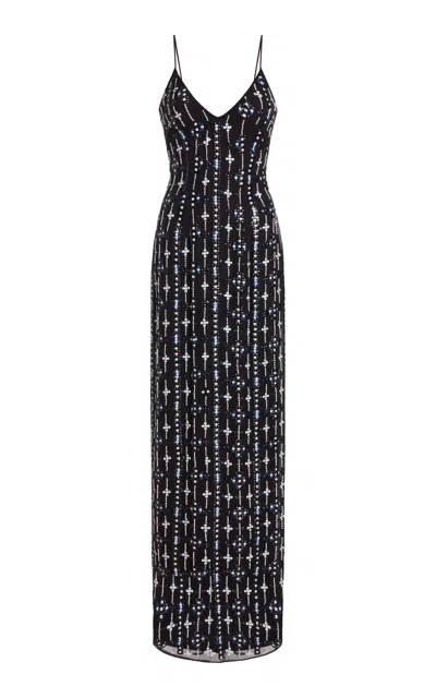 Markarian Aziza Beaded Slip Gown In Black,white