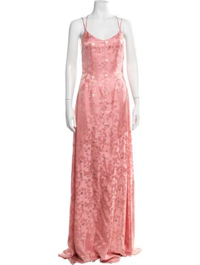 Pre-owned Markarian Floral Print Long Dress In Pink
