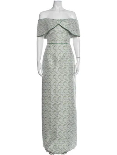 Pre-owned Markarian Floral Print Long Dress W/ Tags In Blue