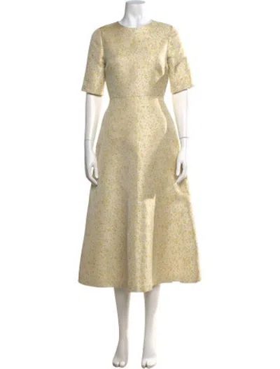 Pre-owned Markarian Floral Print Midi Length Dress In Neutrals