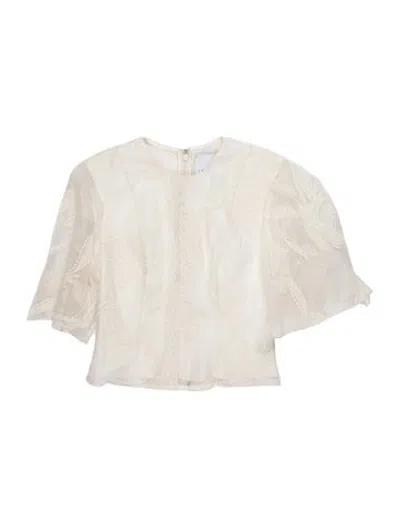 Pre-owned Markarian Floral Print Square Neckline Top In White