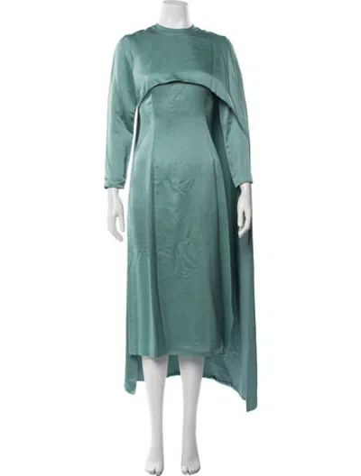 Pre-owned Markarian Mock Neck Long Dress In Green
