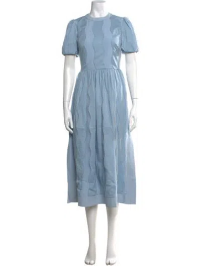 Pre-owned Markarian Patterned Midi Length Dress In Blue