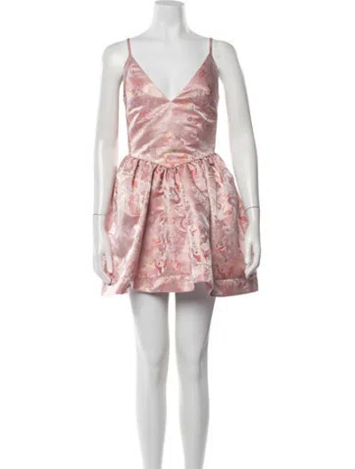 Pre-owned Markarian Patterned Mini Dress In Pink