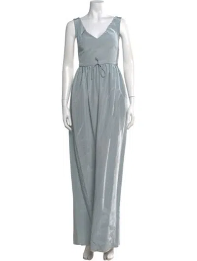 Pre-owned Markarian V-neck Long Dress In Blue