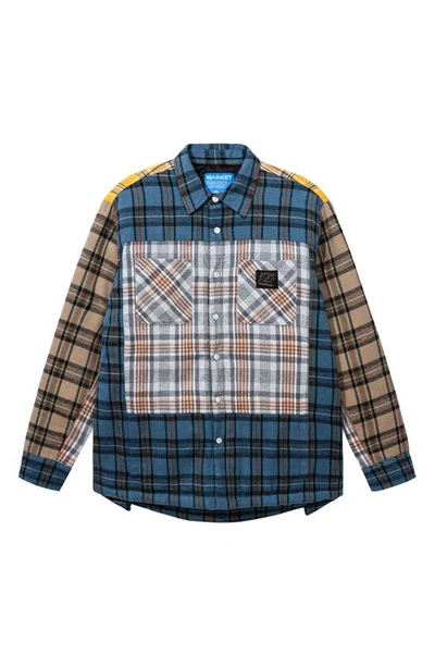 Market Thrift Flannel Snap-up Shirt In Blue Multi