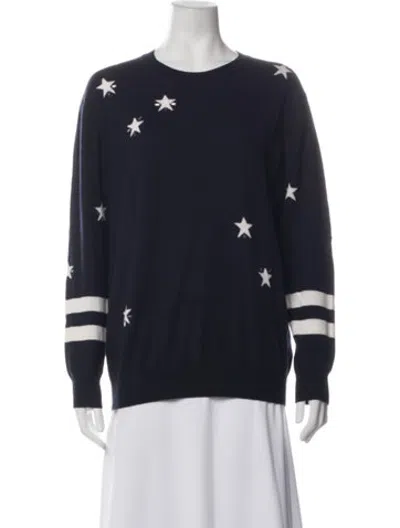 Pre-owned Markus Lupfer Merino Wool Graphic Print Sweater In Blue