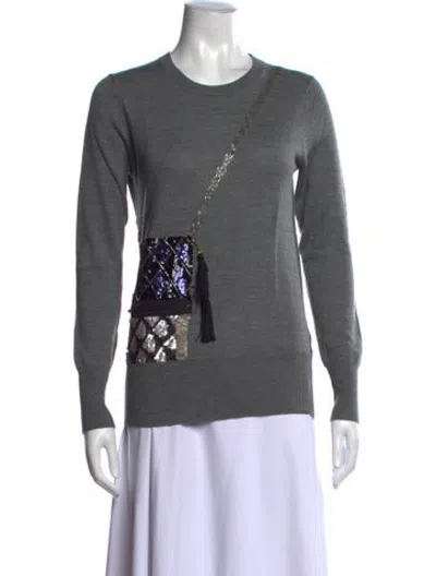 Pre-owned Markus Lupfer Merino Wool Graphic Print Sweater In Grey