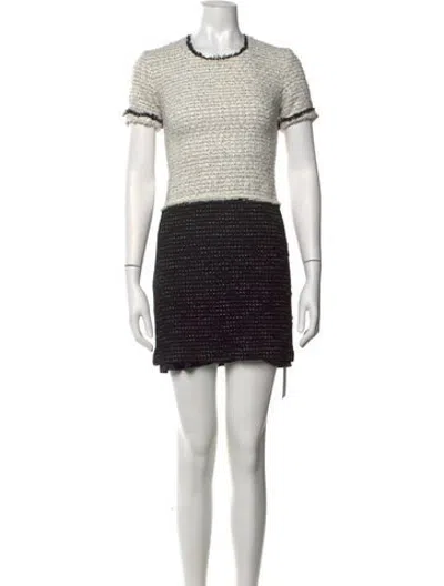 Pre-owned Markus Lupfer Tweed Pattern Mini Dress In Grey