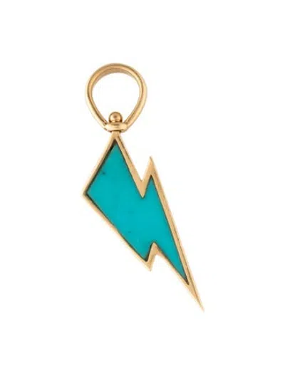 Pre-owned Marla Aaron 14k Turquoise Lighting Bolt Charm In Multicolor