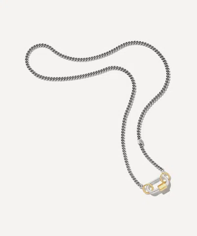 Marla Aaron Not So Heavy Curb Chain And Mixed Metal Babylock Necklace In Multi