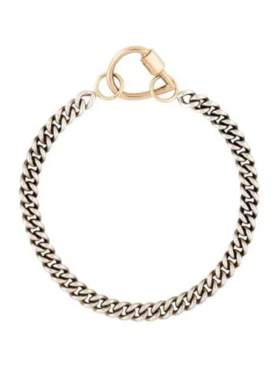 Pre-owned Marla Aaron Two-tone Baby Droplock Heavy Curb Chain Bracelet, 6.75" In Multicolor
