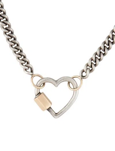 Pre-owned Marla Aaron Two-tone Heartlock Pendant Necklace, 18" In Multicolor